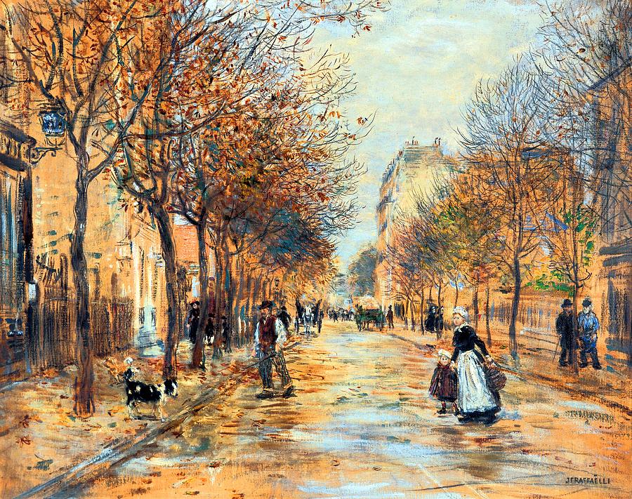 Fall Painting - Street in Asnieres by Jon Baran