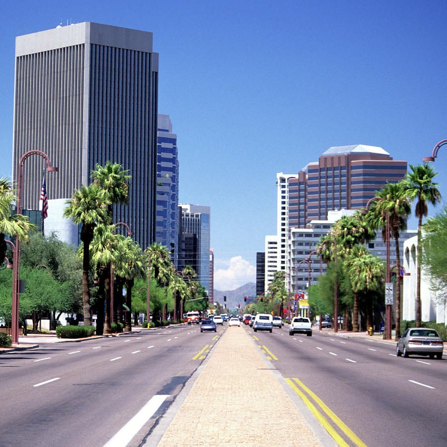 Street In Downtown District, Phoenix Photograph by Hisham Ibrahim