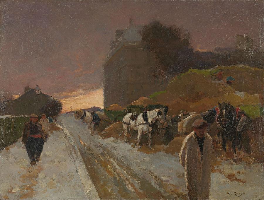 Street in Montmartre, Paris, in the Winter. Painting by Willem de Zwart -1862-1931- Street in Montmartre, Paris, in the Winter. Painting by Willem de Zwart -1862-1931-