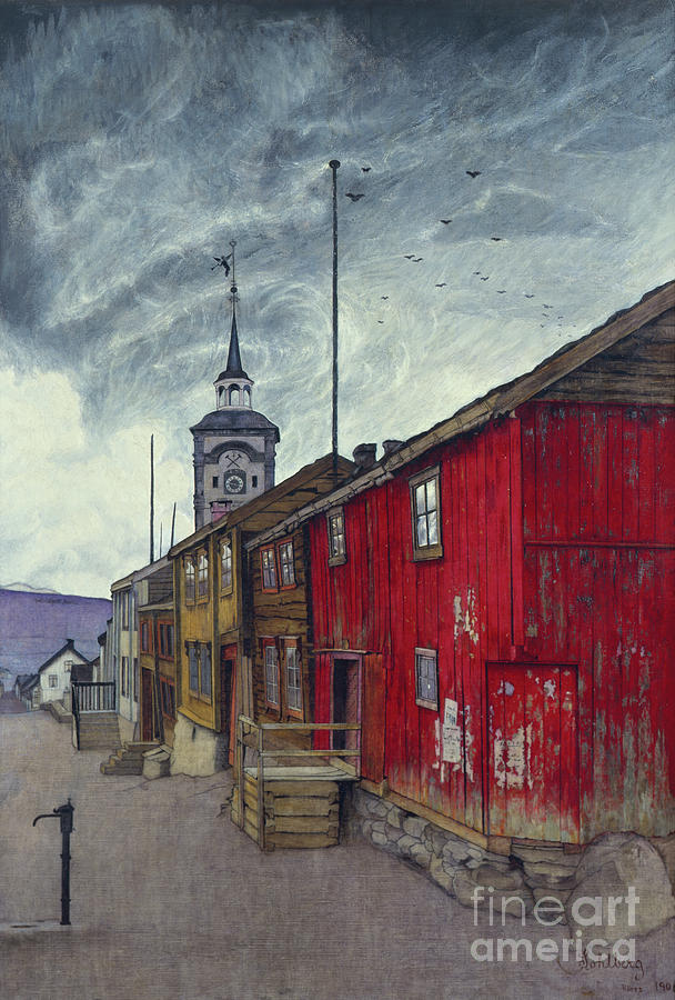 Street in Roeros, 1902 Painting by O Vaering by Harald Sohlberg