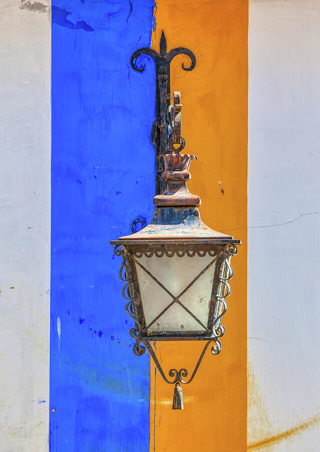 Street Lamp of Obidos Photograph by David Letts