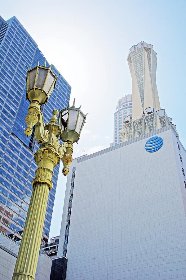 Street Lamps and Skyscrapers in Downtown Los Angeles, California Photograph by Ruth Hager Fine