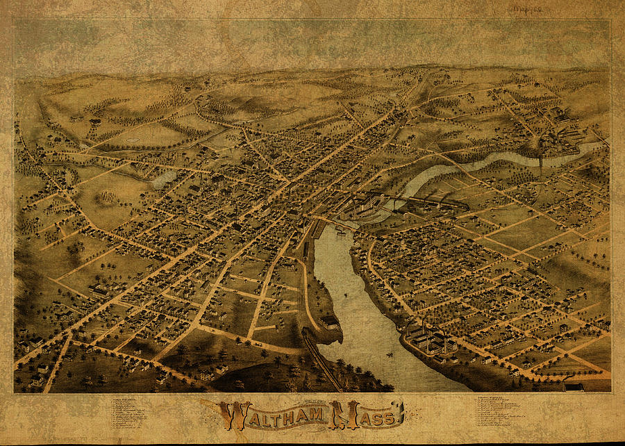 Street Map Of Waltham Massachusetts 1877 Mixed Media By Design Turnpike