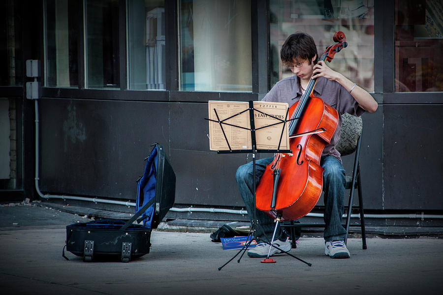 Street Muscian Busker with Cello Photograph by Randall Nyhof