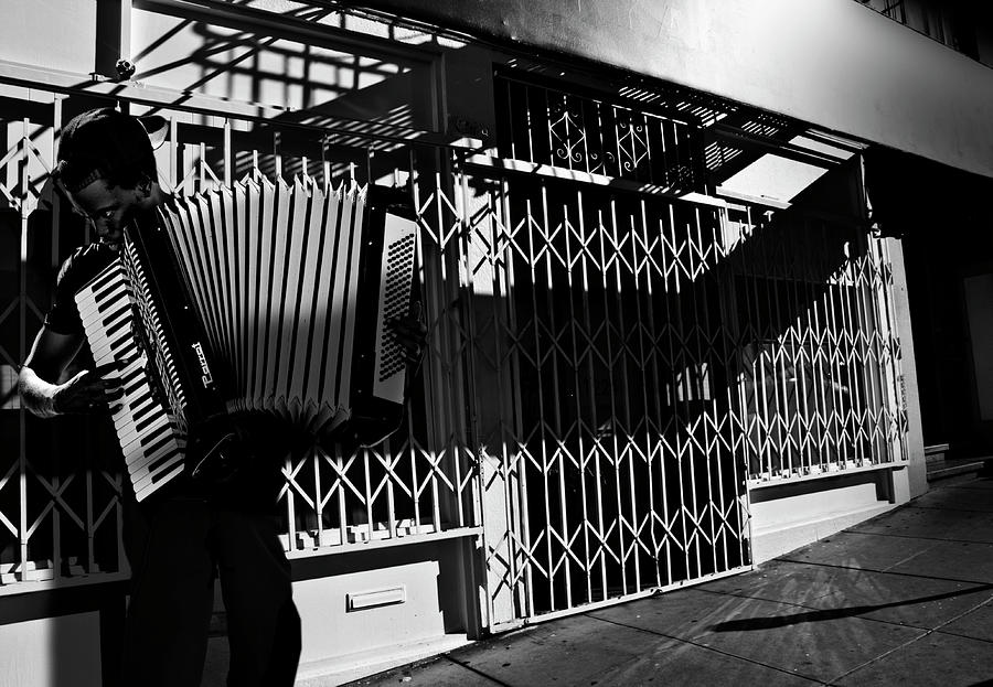 San Francisco Street Musician Accordian Player Photograph by Larry Butterworth