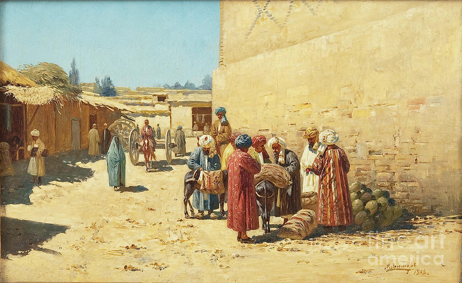 Street Sale In Central Asia, 1902 Drawing by Heritage Images