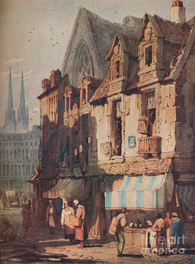 Street Scene, Bayeux, Normandy, C1828 Drawing by Print Collector