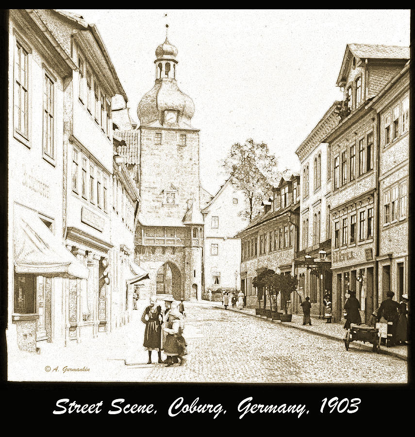 Street Scene Coburg Germany 1903 Photograph by A Macarthur Gurmankin
