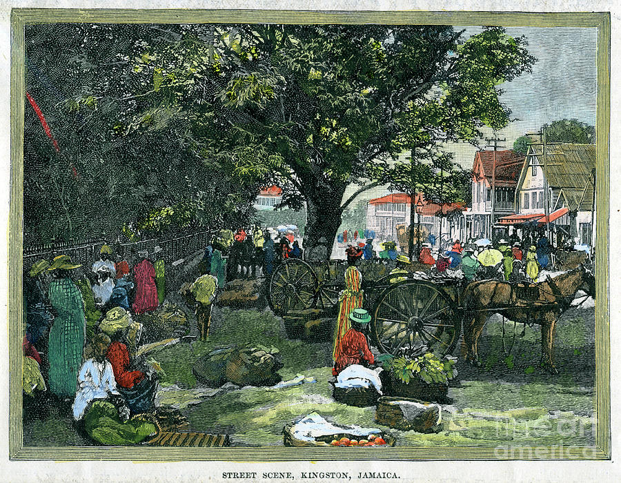 Street Scene, Kingston, Jamaica, C1880 Drawing by Print Collector