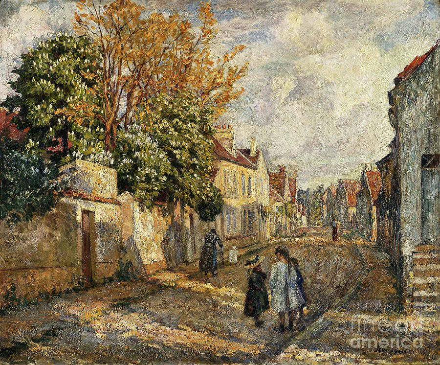 Street Scene, Lagny Scene De Rue, Lagny Painting by Henri Lebasque