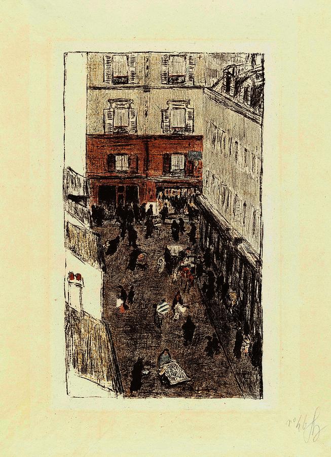 Paris Painting - Streetcorner Seen from Above -Coin de rue vue den haut-. by Pierre Bonnard -1867-1947-