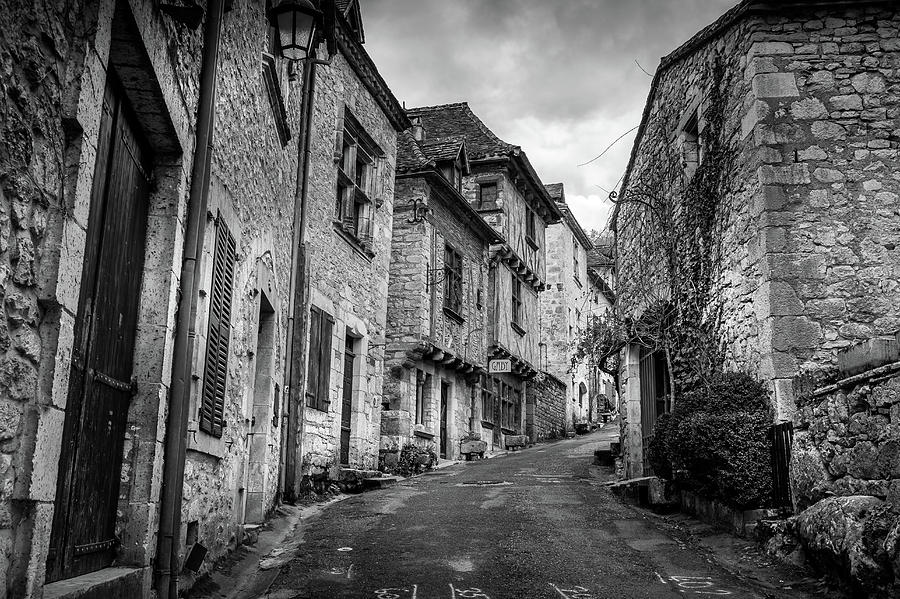 Black And White Photograph - Streets of Saint Cirq Lapopie by Georgia Clare