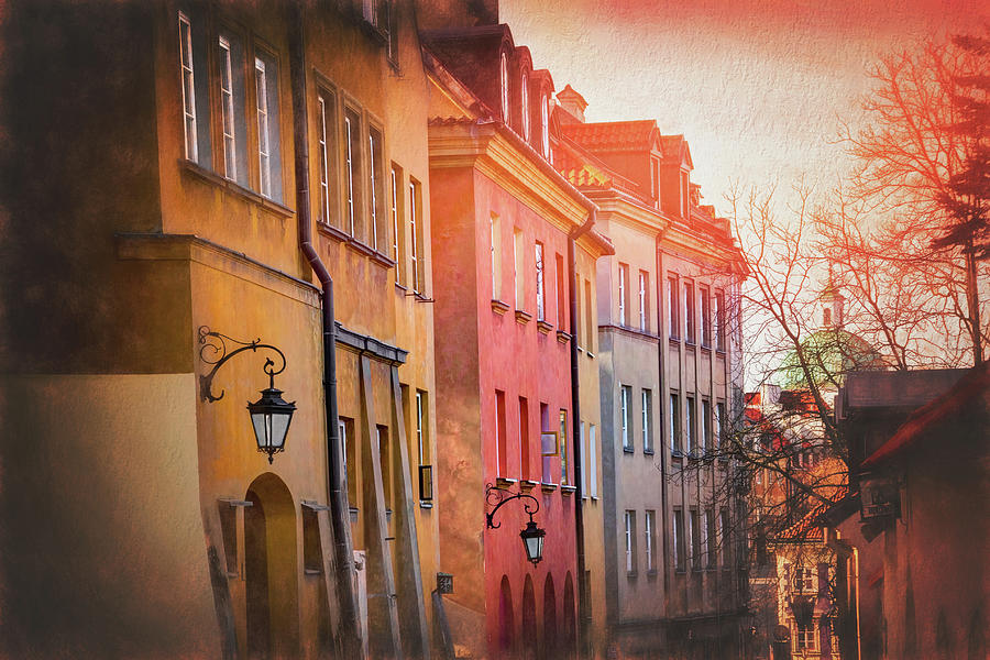Vintage Photograph - Streets of Warsaw Poland by Carol Japp
