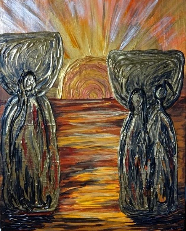 Strength and Light Latte Stones Painting by Michelle Pier