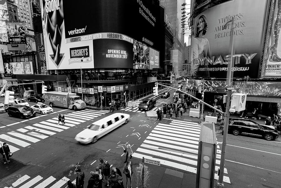 Times Square Photograph - Stretch Limousine Times Square by David Pyatt
