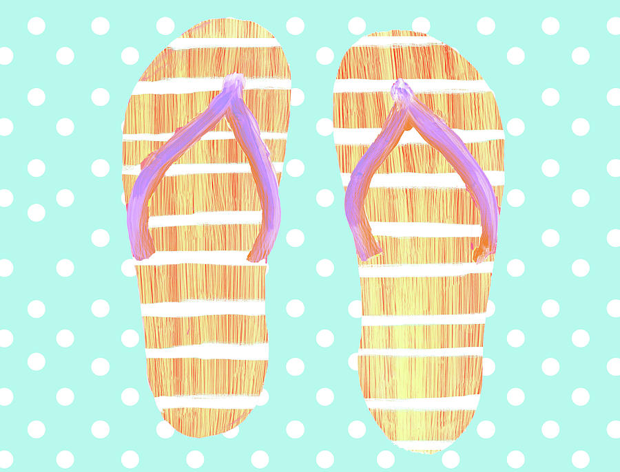 Striped Painting - Striped And Dotted Flip Flops IIi by South Social D