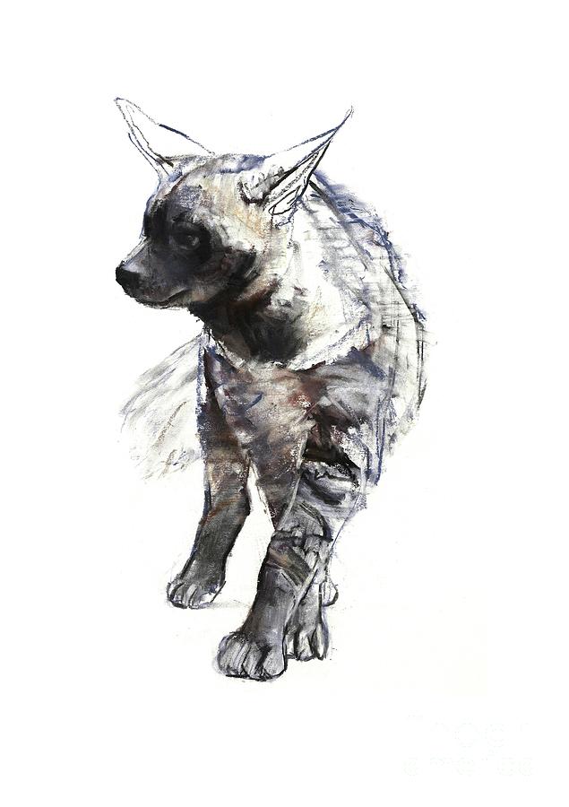 Striped Hyaena Pup, 2010 Painting by Mark Adlington