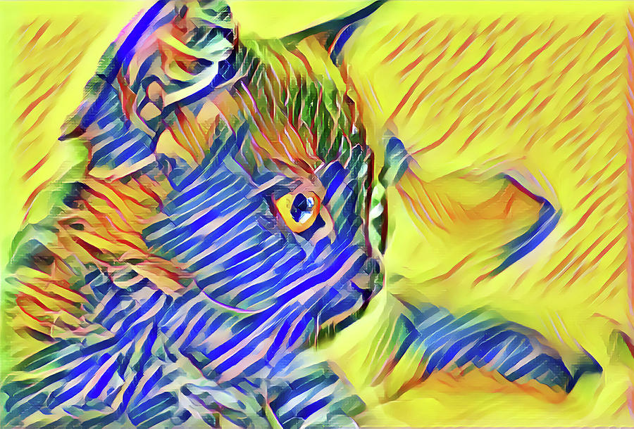 Striped Kitty Abstract Digital Art by Don Northup