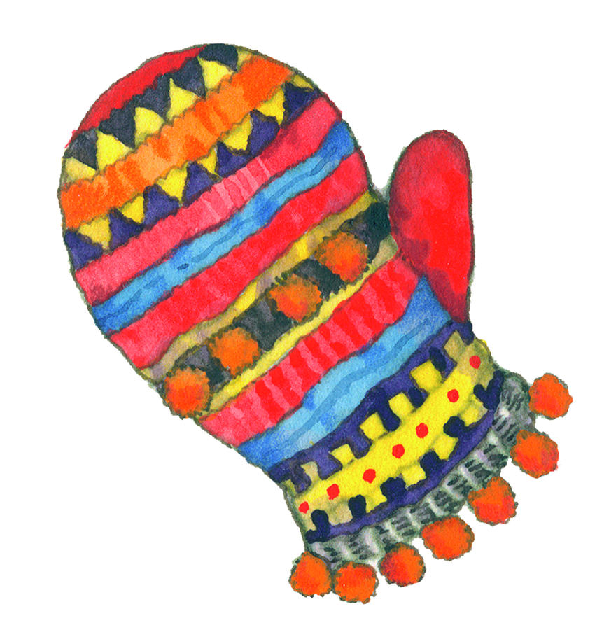 Striped Mitten Painting by Wendy Edelson