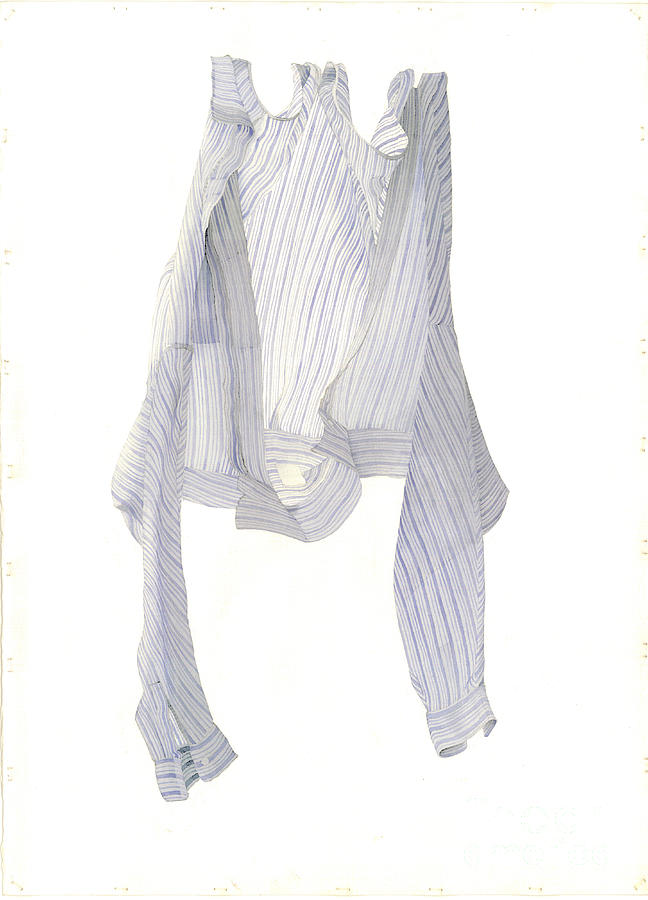 Stripy Blue Shirt In A Breeze, 2004 Painting by Miles Thistlethwaite