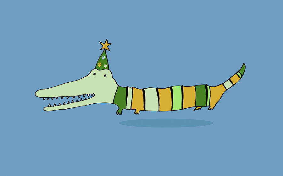 Animal Digital Art - Stripy Crocodile by Carla Martell