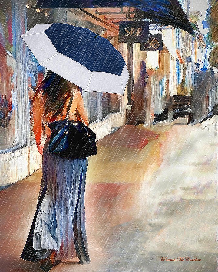 Stroll In The Rain Digital Art by Pennie McCracken