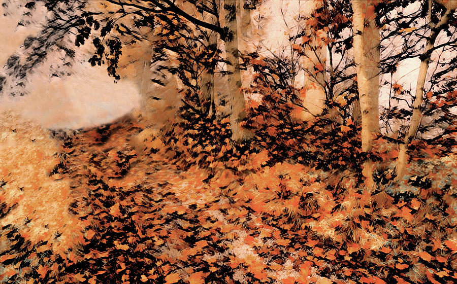Stroll on a Fall Day Mixed Media by Susan Maxwell Schmidt