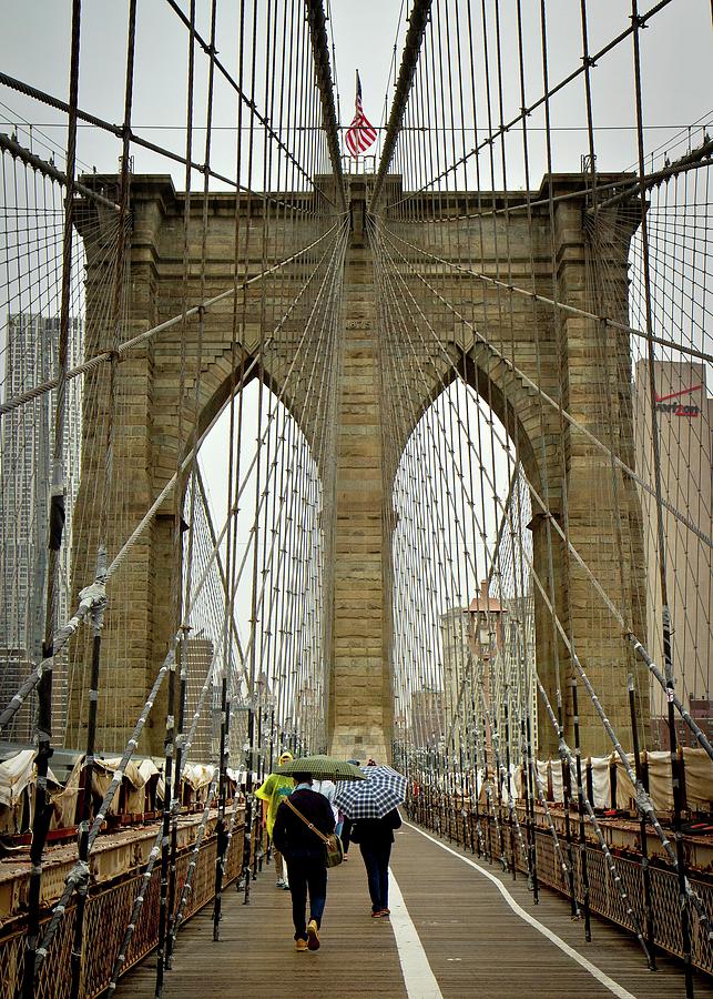 Stroll On The Brooklyn Bridge  Photograph by Harriet Feagin