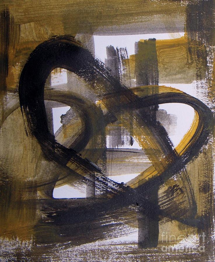 Abstract Painting - Strong Heart - abstract sepia tones  by Vesna Antic