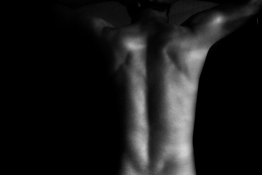 Strong Young Nude Man Back In Black And Photograph by Pfe