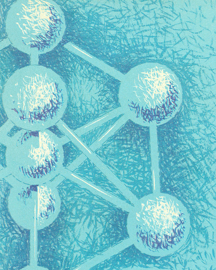 Vintage Drawing - Structure of Atoms by CSA Images