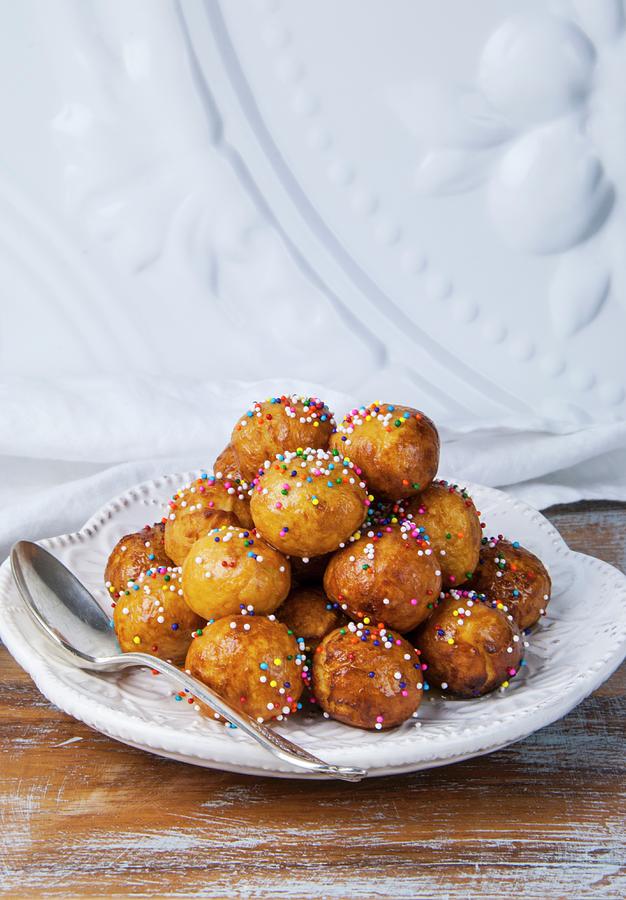 Struffoli Italian Honey Balls With Coloured Sugar Sprinkles Photograph ...