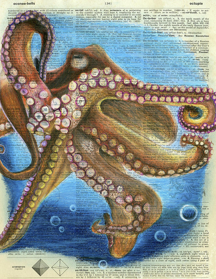 Octopus Mixed Media - Stuck on Paper by Aidan McMahon grade 11 by California Coastal Commission