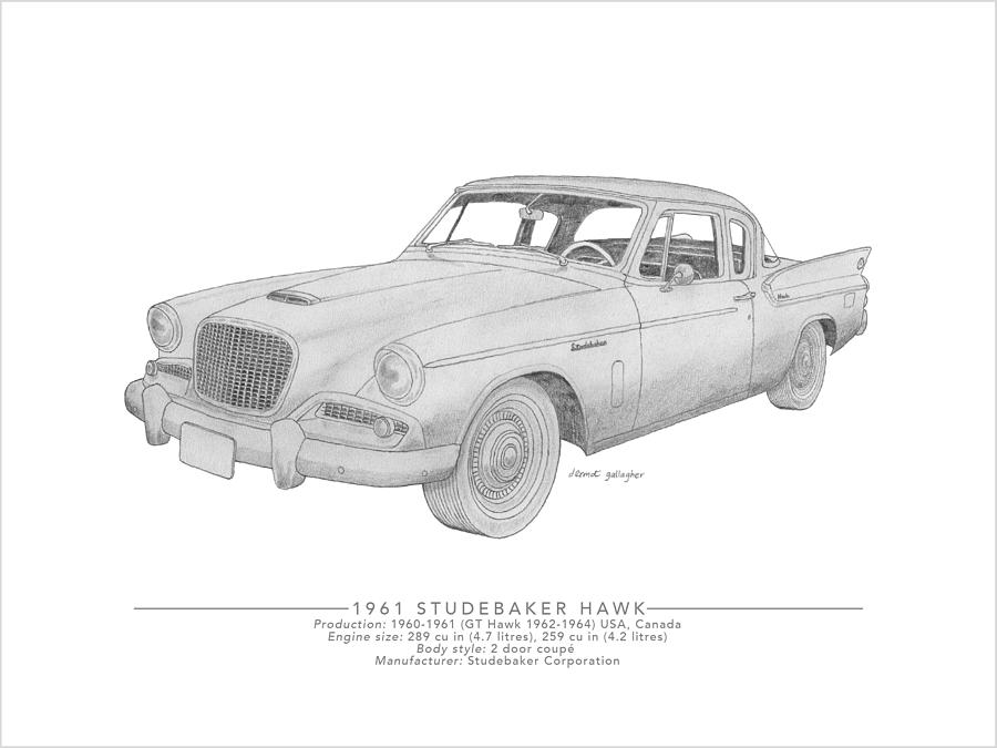 studebaker hawk coupe drawing by dermot gallagher studebaker hawk coupe by dermot gallagher