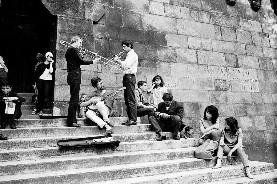 Student Musicians Perform In Square du Vert Galant Photograph by Alfred Eisenstaedt