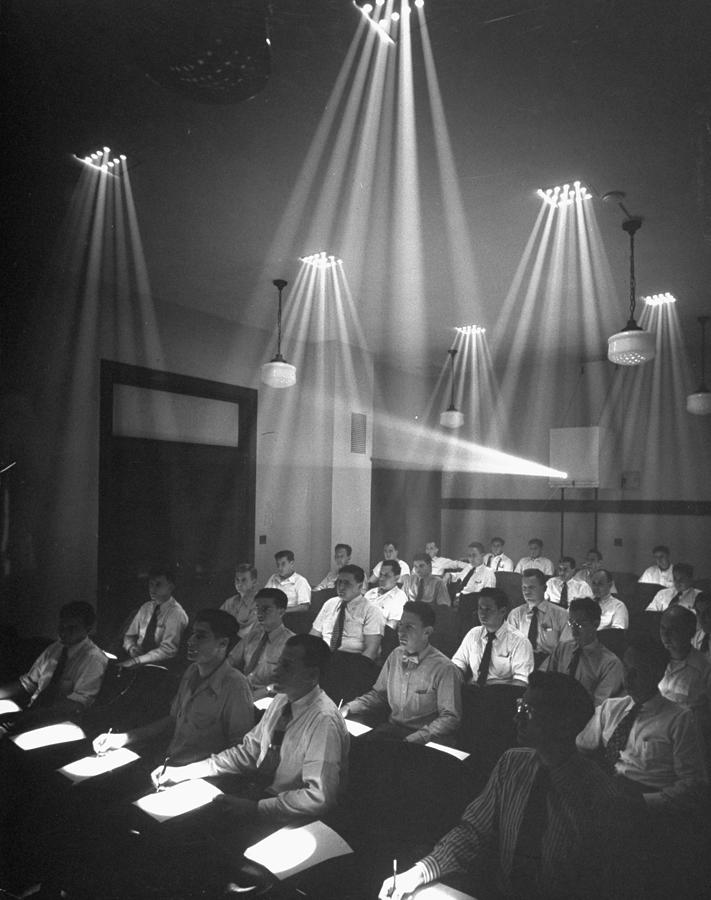 Students In Seats W. Individual Spotligh Photograph by Herbert Gehr Students In Seats W. Individual Spotligh Photograph by Herbert Gehr