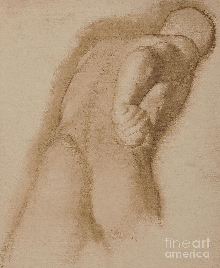 Study after Agasias of Ephesus, Gladiator Borghese Drawing by Edgar Degas
