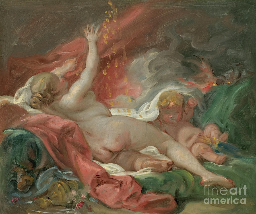 Nude Painting - Study for Danae and the Shower of Gold by Francois Boucher