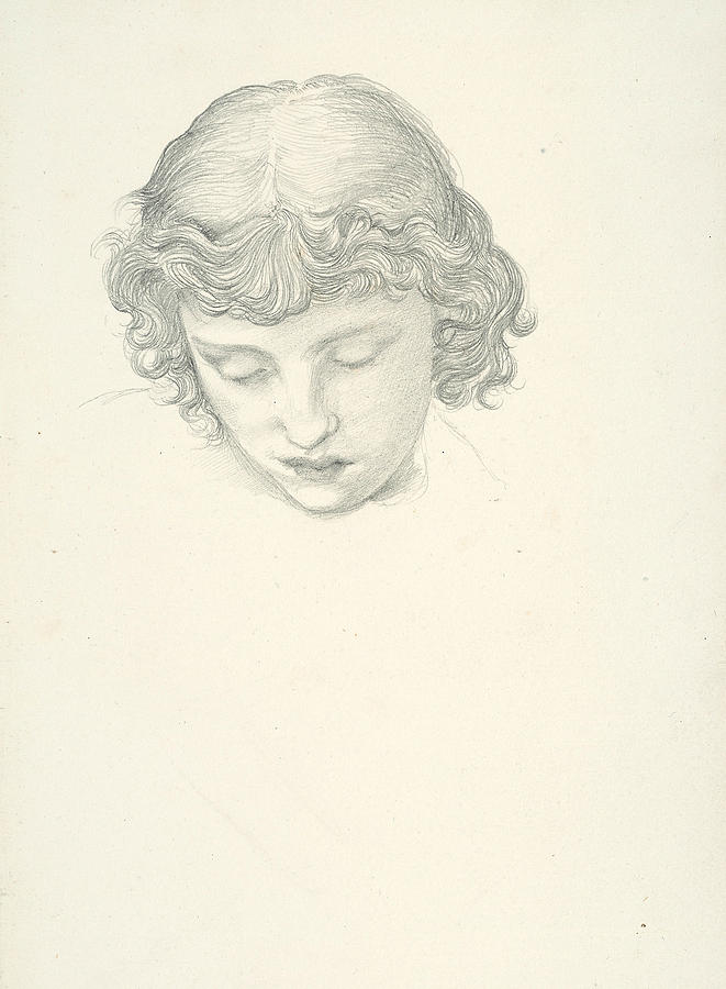 Study for Mirror of Venus - Head Drawing by Edward Burne-Jones