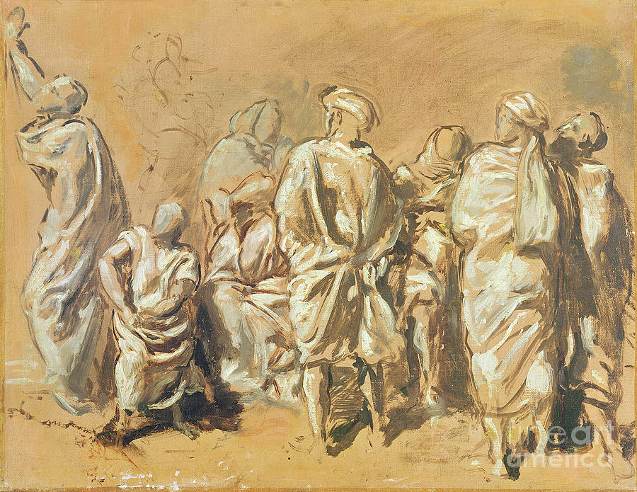 Study For The Descent From The Cross For The Church Of Saint-philippe-du-roule: The Jews Painting by Theodore Chasseriau