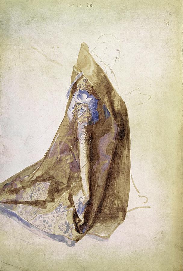 Study for the robe of Pope Julius II for The Virgin with the Wreath of Roses. Watercolour -1506-. Painting by Albrecht Durer -1471-1528-