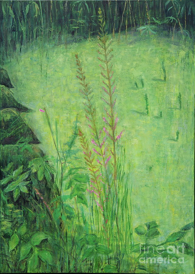 Study In Green Pond, 2016 Oil On Wood Painting by Ruth Addinall