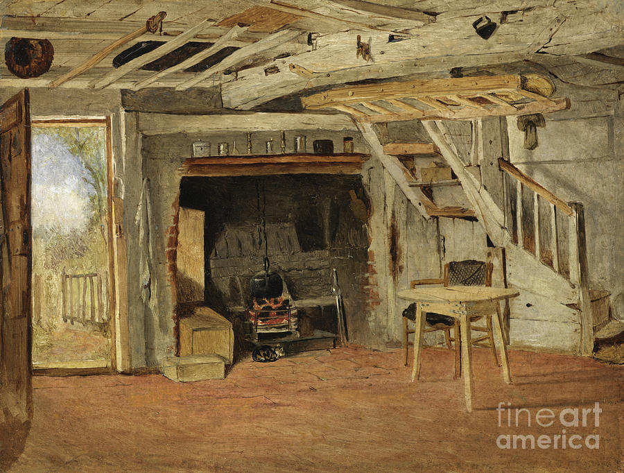 Cottage Painting - Study Of A Cottage Interior, C.1869 by Benjamin Williams Leader