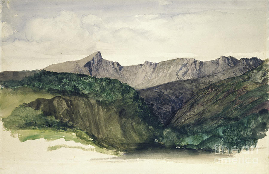 Study Of A Distant Range Of Mountains Ben Nuis Above Glen Rosa, Isle Of Arran Painting by William Dyce
