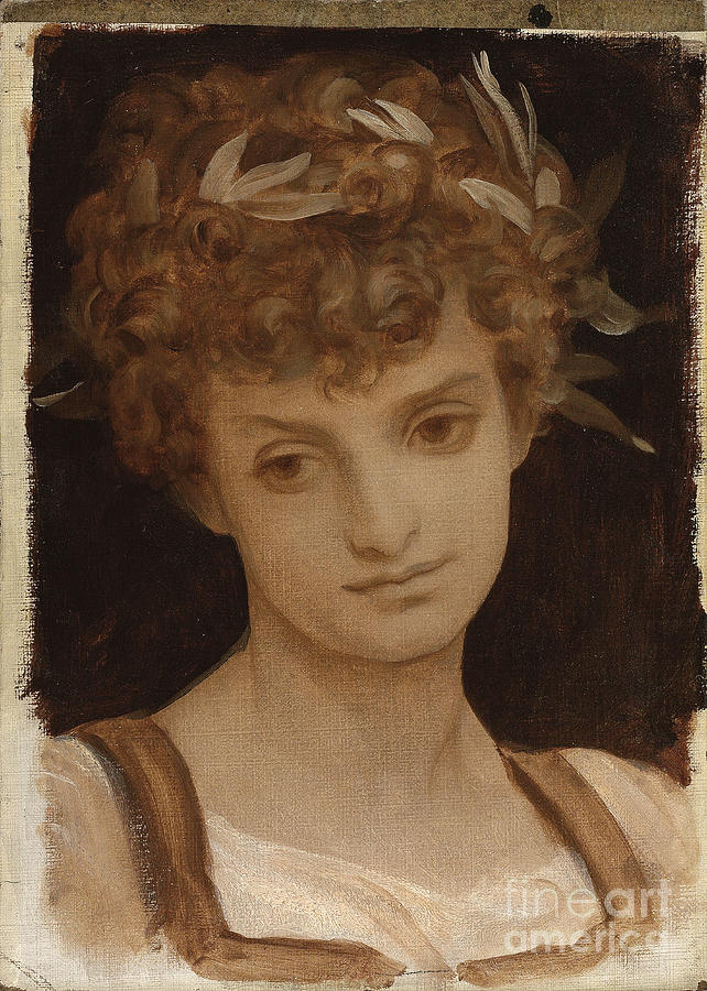 Study Of A Girls Head Painting by Frederic Leighton