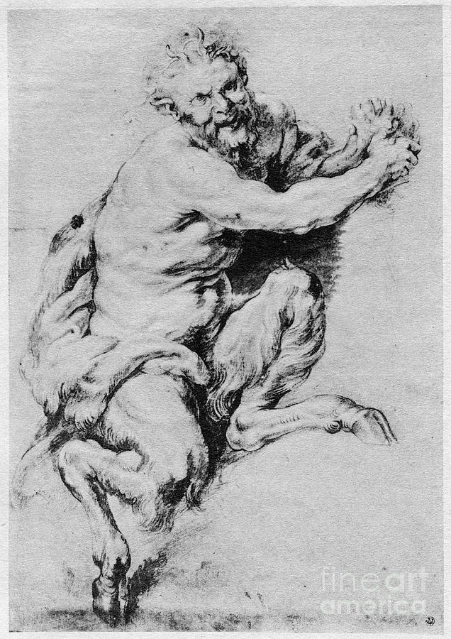 Study Of A Satyr, 1913.artist Peter Drawing by Print Collector