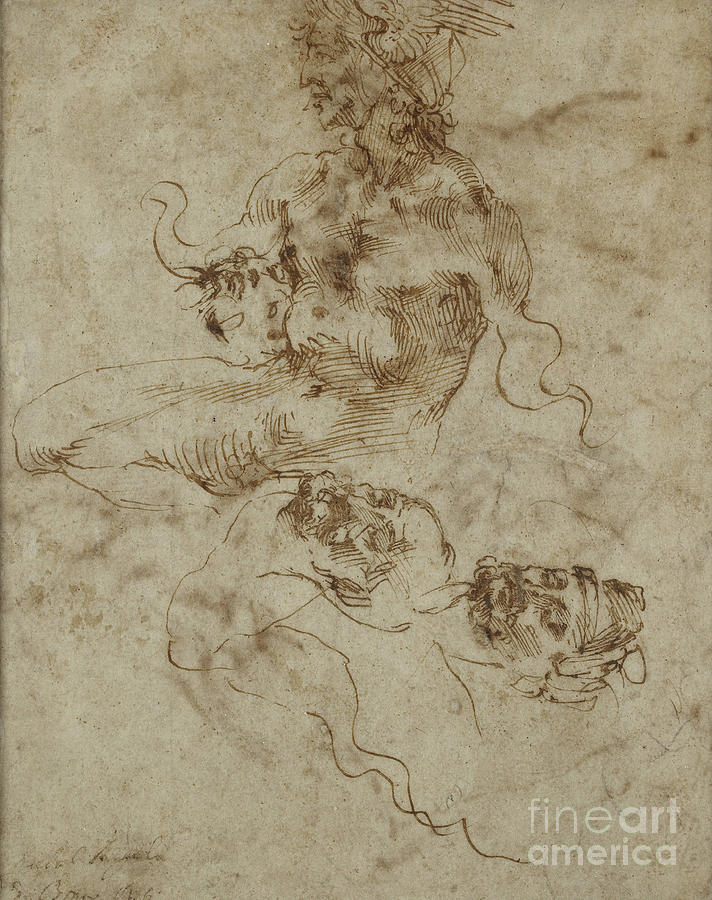 Study Of A Seated Young Man, With Head Studies By Michelangelo Painting by Michelangelo Buonarroti