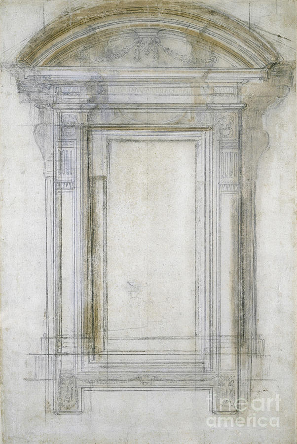 Study Of A Window With A Semicircular Gable Painting by Michelangelo Buonarroti