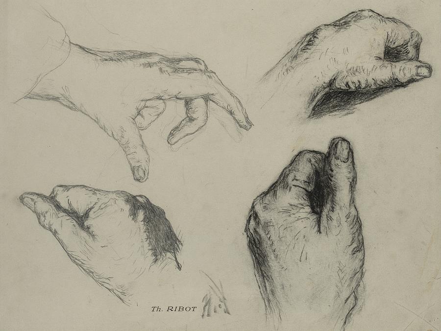 Study Of Hands Drawing by Theodule Ribot - Fine Art America