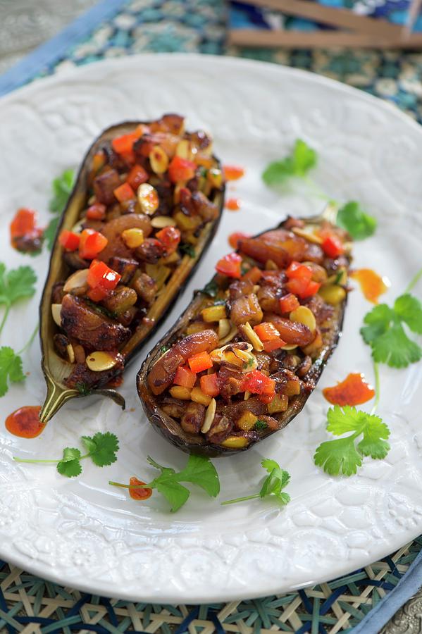 Stuffed Aubergines morocco Photograph by Winfried Heinze